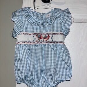 Blue Gingham Baby Romper